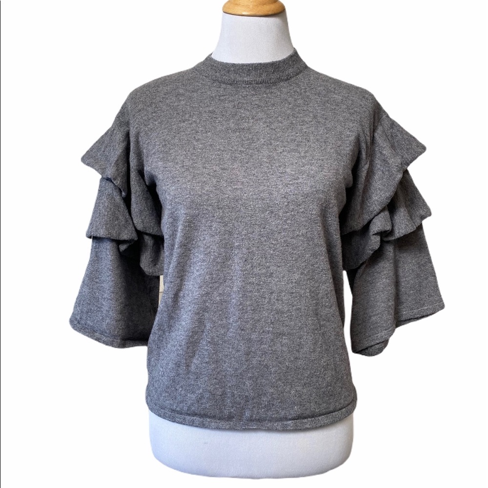 Anthropologie THML tiered ruffle sleeve top